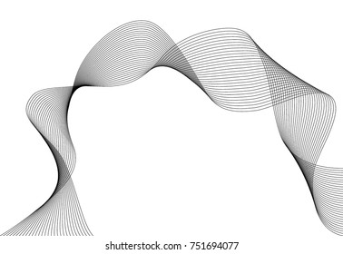 Design elements. Wave of many gray lines. Abstract wavy stripes on white background isolated. Creative line art. Vector illustration EPS 10. Colourful shiny waves with lines created using Blend Tool.