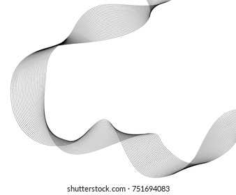 Design elements. Wave of many gray lines. Abstract wavy stripes on white background isolated. Creative line art. Vector illustration EPS 10. Colourful shiny waves with lines created using Blend Tool.