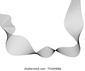 Design elements. Wave of many gray lines. Abstract wavy stripes on white background isolated. Creative line art. Vector illustration EPS 10. Colourful shiny waves with lines created using Blend Tool.