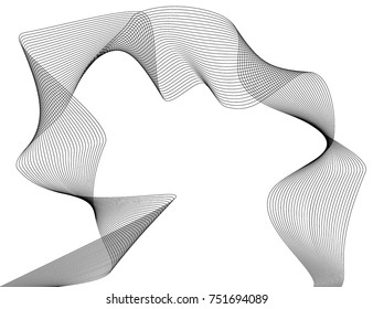 Design elements. Wave of many gray lines. Abstract wavy stripes on white background isolated. Creative line art. Vector illustration EPS 10. Colourful shiny waves with lines created using Blend Tool.