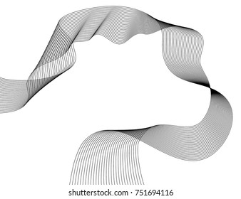 Design elements. Wave of many gray lines. Abstract wavy stripes on white background isolated. Creative line art. Vector illustration EPS 10. Colourful shiny waves with lines created using Blend Tool.