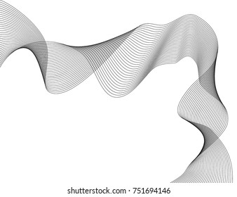 Design elements. Wave of many gray lines. Abstract wavy stripes on white background isolated. Creative line art. Vector illustration EPS 10. Colourful shiny waves with lines created using Blend Tool.