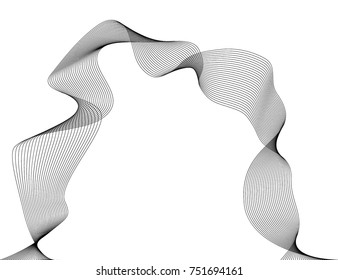 Design elements. Wave of many gray lines. Abstract wavy stripes on white background isolated. Creative line art. Vector illustration EPS 10. Colourful shiny waves with lines created using Blend Tool.