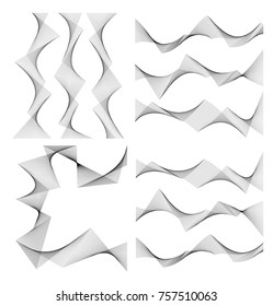 Design elements. Wave of many gray lines. Abstract wavy stripes on white background isolated. Creative line art. Vector illustration EPS 10. Colourful shiny waves with lines created using Blend Tool