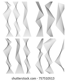 Design elements. Wave of many gray lines. Abstract wavy stripes on white background isolated. Creative line art. Vector illustration EPS 10. Colourful shiny waves with lines created using Blend Tool