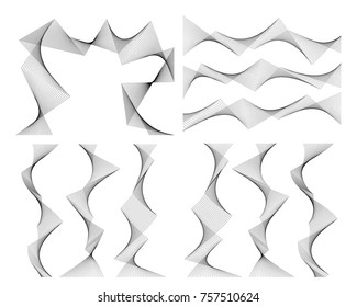 Design elements. Wave of many gray lines. Abstract wavy stripes on white background isolated. Creative line art. Vector illustration EPS 10. Colourful shiny waves with lines created using Blend Tool