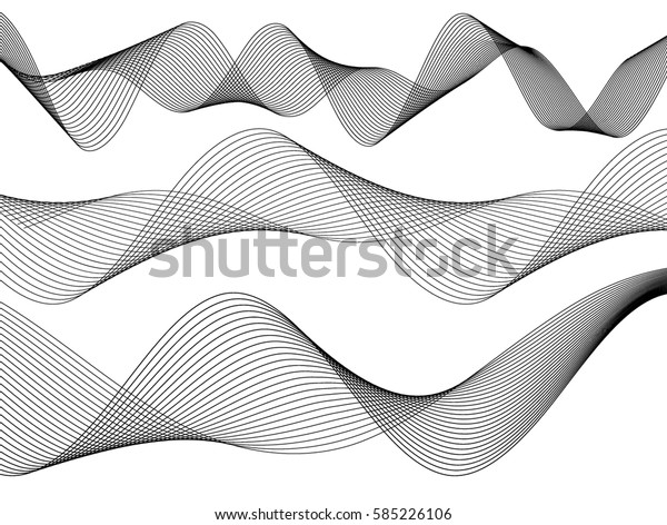 Design elements. Wave of many gray lines. Abstract wavy stripes on white background isolated. Creative line art. Vector illustration EPS 10. Colourful shiny waves with lines created using Blend Tool. 