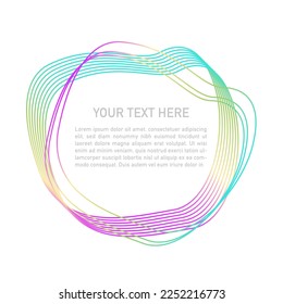 Design elements. Wave of many purple and green lines circle ring. Abstract vertical wavy stripes on white background isolated. Vector illustration EPS 10
