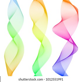 Design elements. Wave of many lines. Abstract vertical wavy stripes on white background isolated. Creative line art. Vector illustration EPS 10. Colourful waves with lines created using Blend Tool