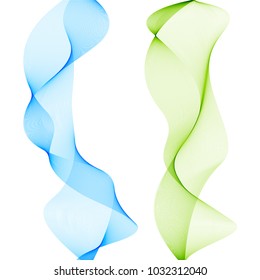 Design elements. Wave of many lines. Abstract vertical wavy stripes on white background isolated. Creative line art. Vector illustration EPS 10. Colourful waves with lines created using Blend Tool