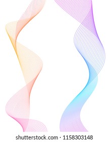 Design elements. Wave of many lines. Abstract vertical wavy stripes on white background isolated. Creative line art. Vector illustration EPS 10. Colourful waves with lines created using Blend Tool