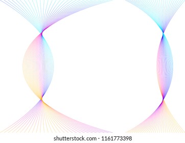 Design elements. Wave of many lines. Abstract vertical wavy stripes on white background isolated. Creative line art. Vector illustration EPS 10. Colourful waves with lines created using Blend Tool