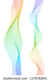 Design elements. Wave of many lines. Abstract vertical wavy stripes on white background isolated. Creative line art. Vector illustration EPS 10. Colourful waves with lines created using Blend Tool