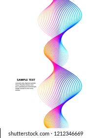 Design elements. Wave of many lines. Abstract vertical wavy stripes on white background isolated. Creative line art. Vector illustration EPS 10. Colourful waves with lines created using Blend Tool
