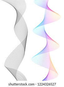 Design elements. Wave of many lines. Abstract vertical wavy stripes on white background isolated. Creative line art. Vector illustration EPS 10. 