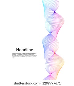 Design elements. Wave of many lines. Abstract vertical wavy stripes on white background isolated. Creative line art. Vector illustration EPS 10. Colourful waves with lines created using Blend Tool