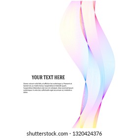 Design elements. Wave of many lines. Abstract vertical wavy stripes on white background isolated. Creative line art. Vector illustration EPS 10. Colourful waves with lines created using Blend Tool 