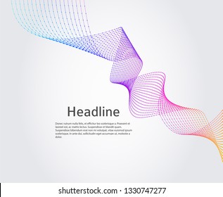 Design elements. Wave of many lines dot. Abstract vertical wavy stripes on white background isolated. Creative line art. Vector illustration EPS 10. Colourful waves with lines created using Blend Tool