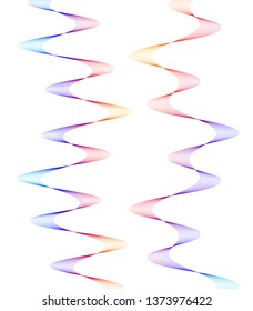 Design elements. Wave of many lines. Abstract vertical wavy stripes on white background isolated. Creative line art. Vector illustration EPS 10. Colourful waves with lines created using Blend Tool 