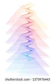 Design elements. Wave of many lines. Abstract vertical wavy stripes on white background isolated. Creative line art. Vector illustration EPS 10. Colourful waves with lines created using Blend Tool 