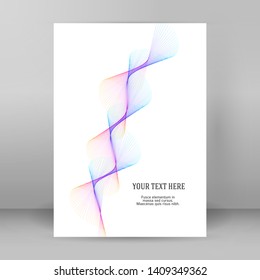 Design elements. Wave of many lines. Abstract vertical wavy stripes on white background isolated. Creative line art. Vector illustration EPS 10. Colourful waves with lines created using Blend Tool
