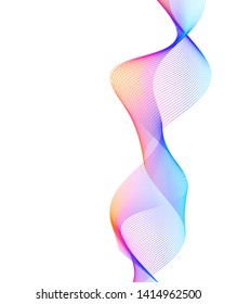 Design elements. Wave of many lines. Abstract vertical wavy stripes on white background isolated. Creative line art. Vector illustration EPS 10. Colourful waves with lines created using Blend Tool 