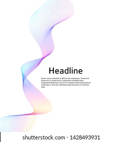 Design elements. Wave of many lines. Abstract vertical wavy stripes on white background isolated. Creative line art. Vector illustration EPS 10. Colourful waves with lines created using Blend Tool