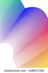 Design elements. Wave of many lines. Abstract vertical wavy stripes on white background isolated. Creative line art. Vector illustration EPS 10. Colourful waves with lines created using Blend Tool 