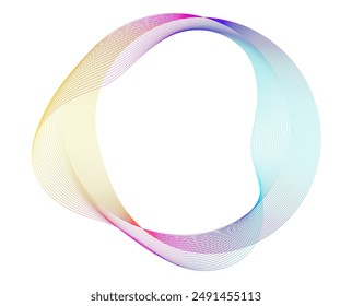 Design-Elemente. Eine Welle von vielen Linien um den Umfang des Rings. Abstrakte kreisförmige wellenförmige Streifen auf weißem Hintergrund isoliert. EPS 10 Vektorillustration. Farbige Wellen mit Linien haben uns geschaffen