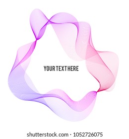 Design elements. Wave of many purple lines circle ring. Abstract vertical wavy stripes on white background isolated. Vector illustration EPS 10. Colourful waves with lines created using Blend Tool