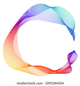 Design elements. Wave of many purple lines circle ring. Abstract vertical wavy stripes on white background isolated. Vector illustration EPS 10. Colourful waves with lines created using Blend Tool