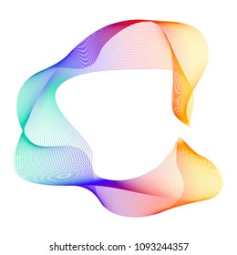 Design elements. Wave of many purple lines circle ring. Abstract vertical wavy stripes on white background isolated. Vector illustration EPS 10. Colourful waves with lines created using Blend Tool