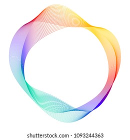 Design Elements. Wave Of Many Purple Lines Circle Ring. Abstract Vertical Wavy Stripes On White Background Isolated. Vector Illustration EPS 10. Colourful Waves With Lines Created Using Blend Tool