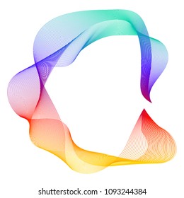 Design elements. Wave of many purple lines circle ring. Abstract vertical wavy stripes on white background isolated. Vector illustration EPS 10. Colourful waves with lines created using Blend Tool