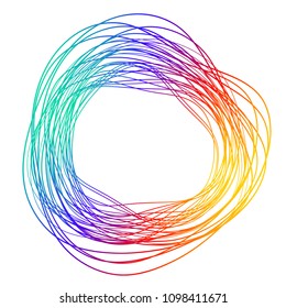 Design elements. Wave of many purple lines circle ring. Abstract vertical wavy stripes on white background isolated. Vector illustration EPS 10. Colourful waves with lines created using Blend Tool