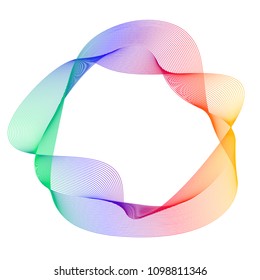 Design elements. Wave of many purple lines circle ring. Abstract vertical wavy stripes on white background isolated. Vector illustration EPS 10. Colourful waves with lines created using Blend Tool
