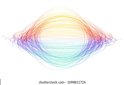 Design elements. Wave of many purple lines circle ring. Abstract vertical wavy stripes on white background isolated. Vector illustration EPS 10. Colourful waves with lines created using Blend Tool