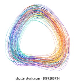 Design elements. Wave of many purple lines circle ring. Abstract vertical wavy stripes on white background isolated. Vector illustration EPS 10. Colourful waves with lines created using Blend Tool