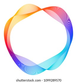 Design elements. Wave of many purple lines circle ring. Abstract vertical wavy stripes on white background isolated. Vector illustration EPS 10. Colourful waves with lines created using Blend Tool