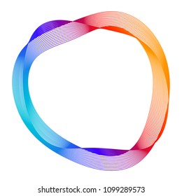 Design elements. Wave of many purple lines circle ring. Abstract vertical wavy stripes on white background isolated. Vector illustration EPS 10. Colourful waves with lines created using Blend Tool