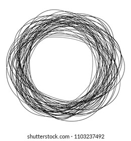 Design elements. Wave of many purple lines circle ring. Abstract vertical wavy stripes on white background isolated. Vector illustration EPS 10. Colourful waves with lines created using Blend Tool