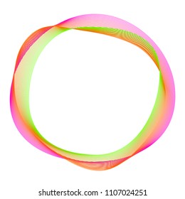 Design elements. Wave of many purple lines circle ring. Abstract vertical wavy stripes on white background isolated. Vector illustration EPS 10. Colourful waves with lines created using Blend Tool