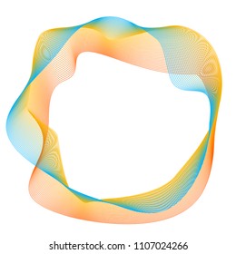 Design elements. Wave of many purple lines circle ring. Abstract vertical wavy stripes on white background isolated. Vector illustration EPS 10. Colourful waves with lines created using Blend Tool