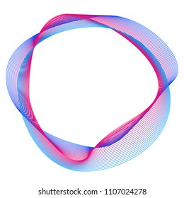 Design elements. Wave of many purple lines circle ring. Abstract vertical wavy stripes on white background isolated. Vector illustration EPS 10. Colourful waves with lines created using Blend Tool