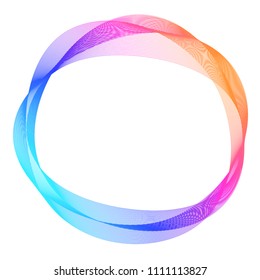 Design elements. Wave of many purple lines circle ring. Abstract vertical wavy stripes on white background isolated. Vector illustration EPS 10. Colourful waves with lines created using Blend Tool