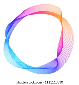 Design elements. Wave of many purple lines circle ring. Abstract vertical wavy stripes on white background isolated. Vector illustration EPS 10. Colourful waves with lines created using Blend Tool