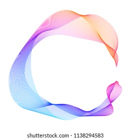Design elements. Wave of many purple lines circle ring. Abstract vertical wavy stripes on white background isolated. Vector illustration EPS 10. Colourful waves with lines created using Blend Tool