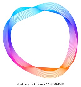 Design elements. Wave of many purple lines circle ring. Abstract vertical wavy stripes on white background isolated. Vector illustration EPS 10. Colourful waves with lines created using Blend Tool