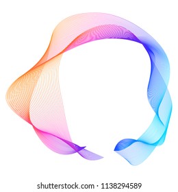 Design elements. Wave of many purple lines circle ring. Abstract vertical wavy stripes on white background isolated. Vector illustration EPS 10. Colourful waves with lines created using Blend Tool
