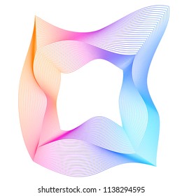 Design elements. Wave of many purple lines circle ring. Abstract vertical wavy stripes on white background isolated. Vector illustration EPS 10. Colourful waves with lines created using Blend Tool